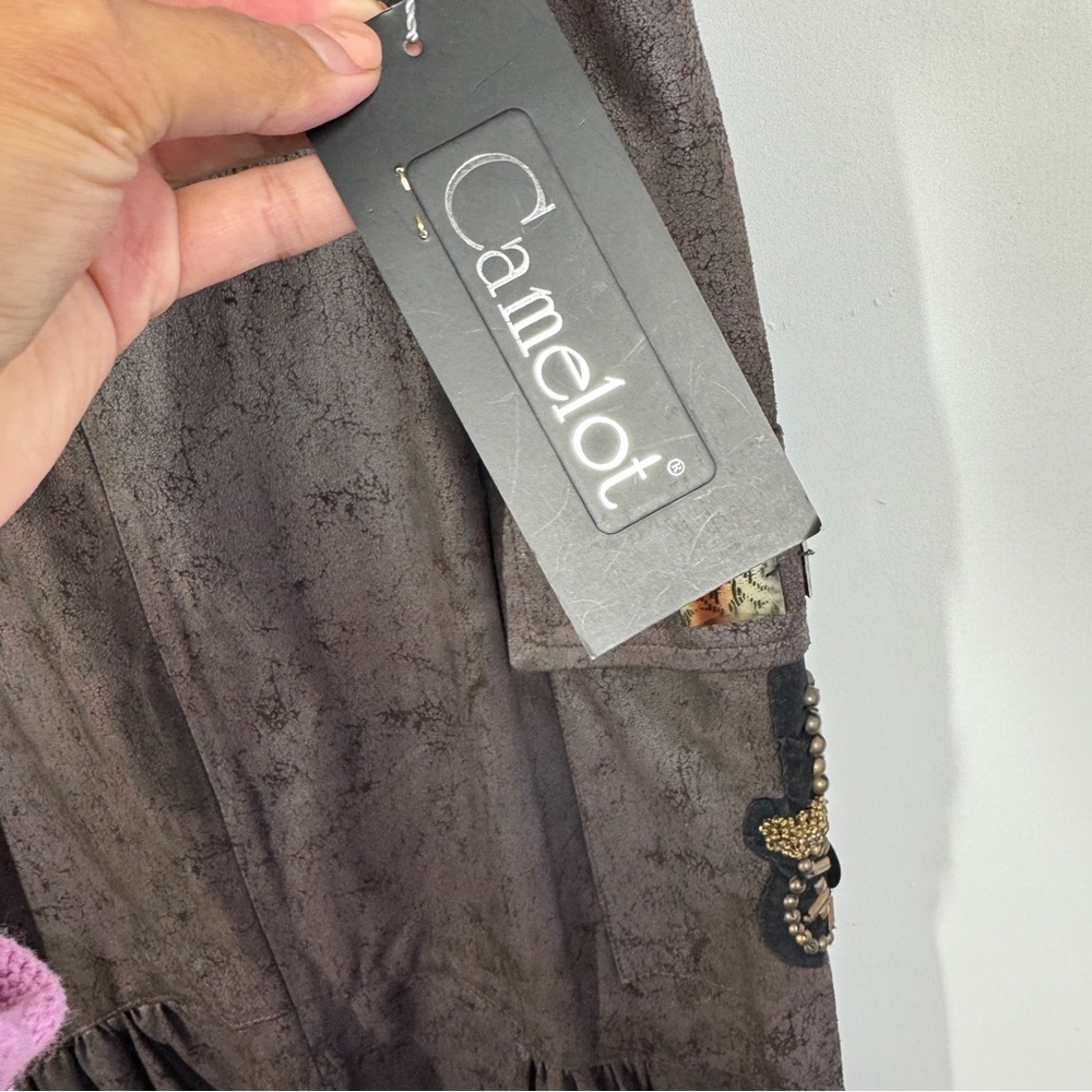 Camelot Italy Brown Cargo Midi Skirt Size S Embellished Utility Boho Grunge - Picture 11 of 16